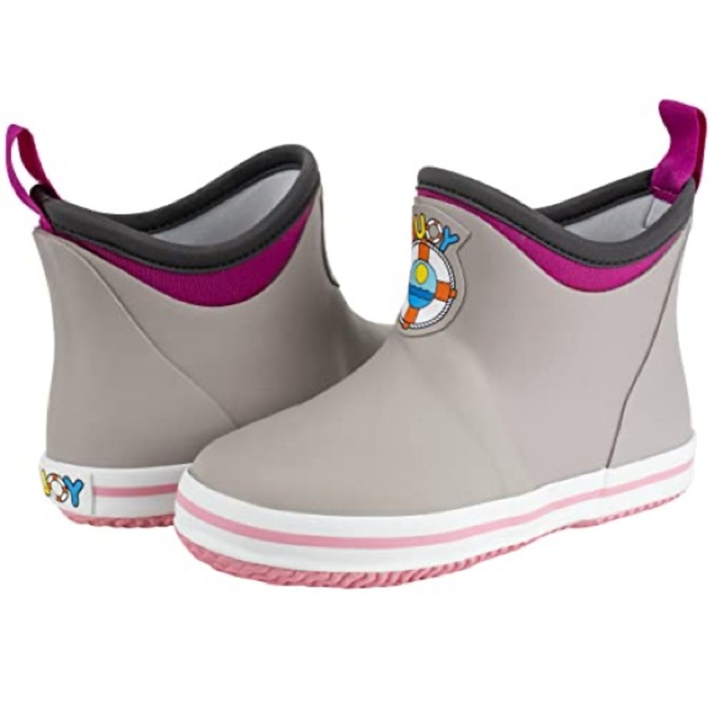 BUOY 1 Toddler Girl children’s Kids Grey Pink Water Boat Shoes Rain Boots
